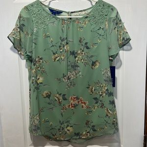 Apt 9 Green Floral Blouse - Size S